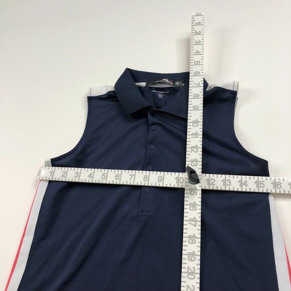 RLX Ralph Lauren Tailored Fit MED Wicking Gym Tennis Golf Button Polo Top Navy - Picture 4 of 7